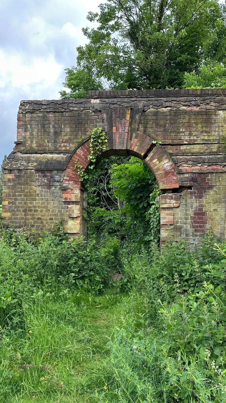 Historic brick garden wall at Drakelow Hall