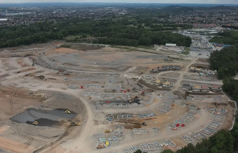 Aerial view of redevelopment on the former Drakelow Power Station site