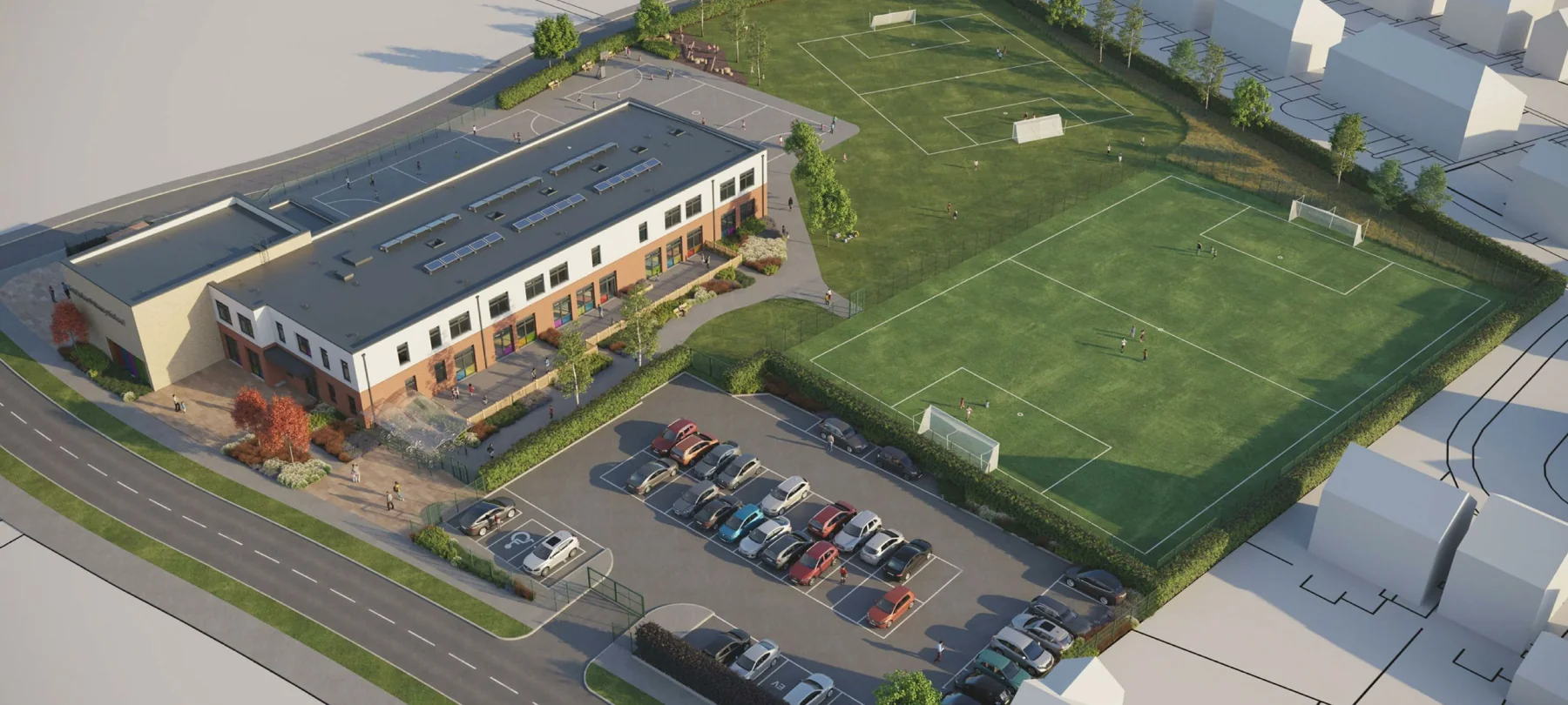 Aerial view of Drakelow Park Flying High Academy and its grounds